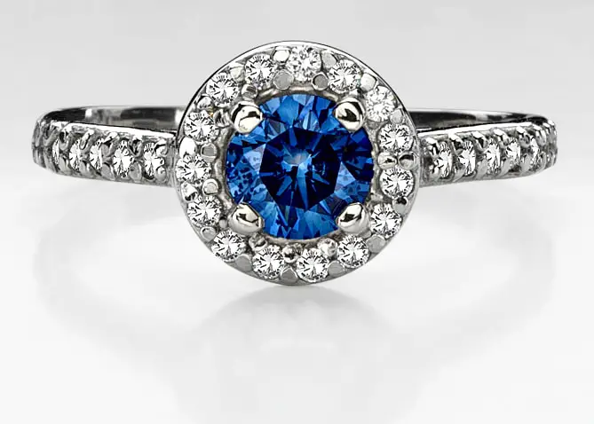 Blue diamonds wedding rings