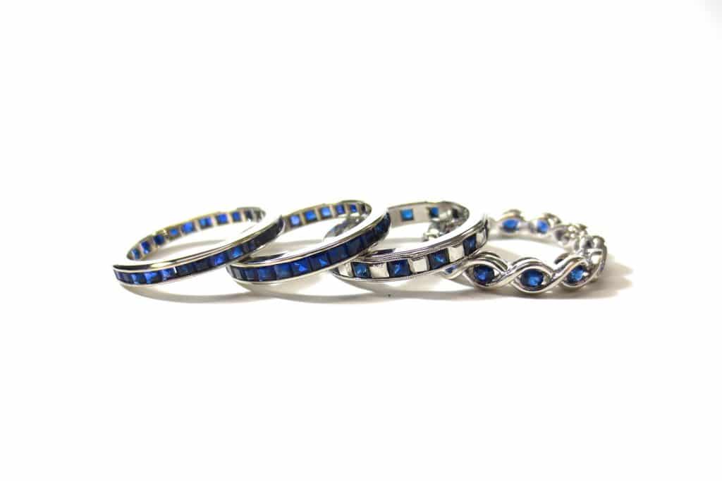 Blue Sapphire and Diamond Wedding Ring