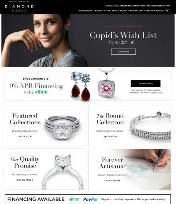 Screenshot of the Diamonds Nexus Labs Webpage