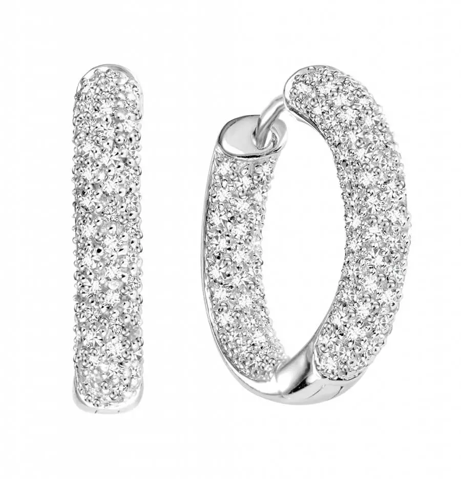 Pave Diamond Hoops Earrings diamond hoop earrings