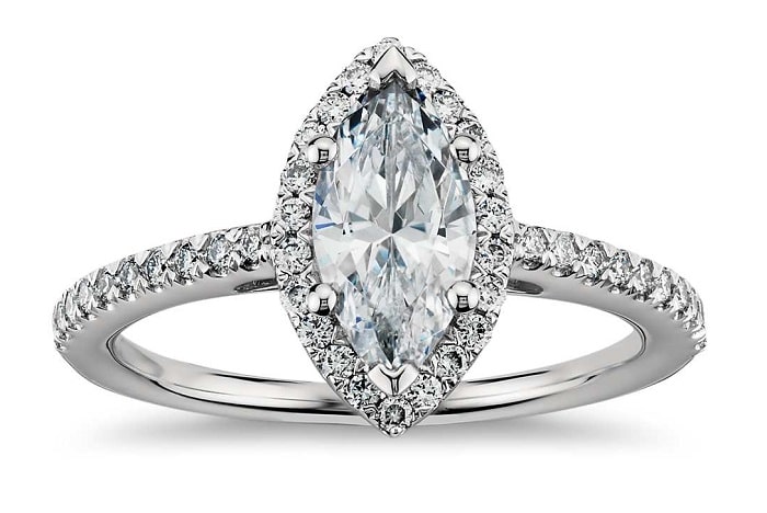 marquise cut diamond on a ring