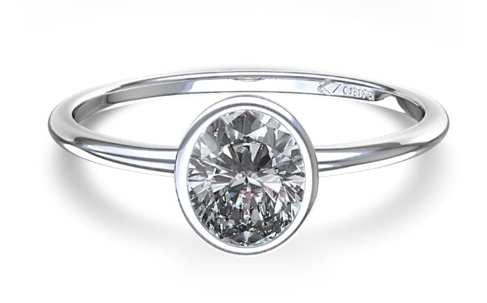 oval cut diamond on a bazel setting
