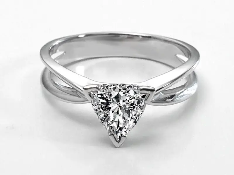 Trillion Diamond Solitaire Concave Engagement Ring