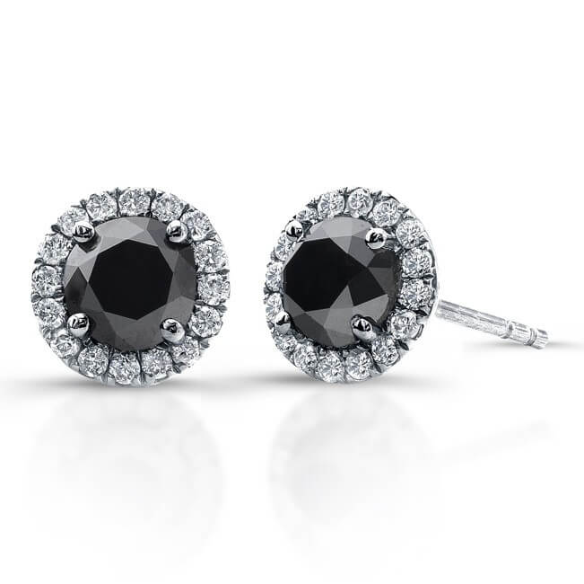 black diamond stud earrings for men that also have multiple white diamonds
