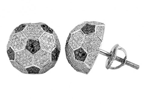 football shaped diamond stud earrings for men