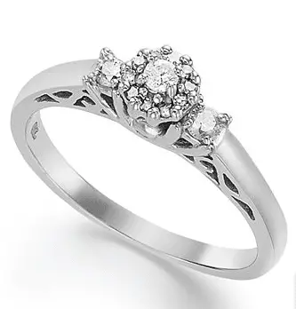 Certified Round-Cut Diamond Engagement Ring in Sterling Silver 