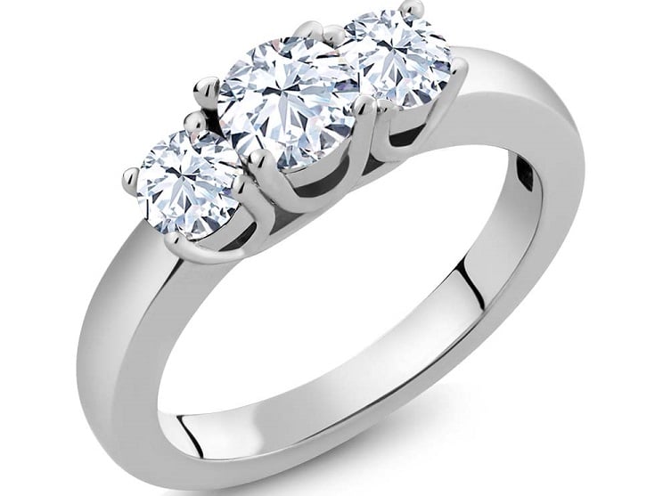1.16 Ct Round White Topaz Gemstone Birthstone 925 Sterling Silver Ring