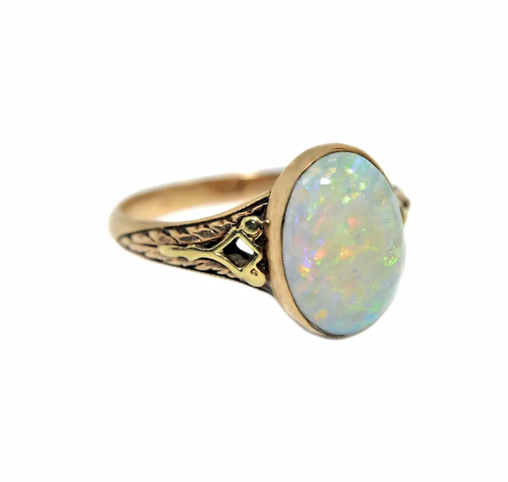 Opal diamond ring