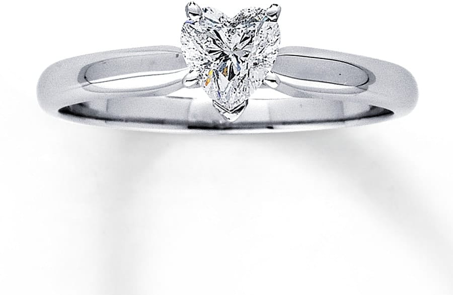 Heart-Shaped 14K White Gold Diamond Engagement Ring