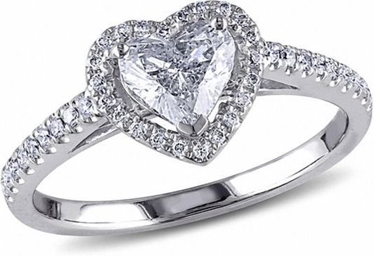 Heart-Shaped Diamond Frame Ring in 14K White Gold