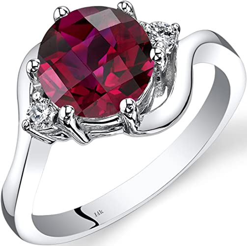 14K White Gold Created Ruby Diamond