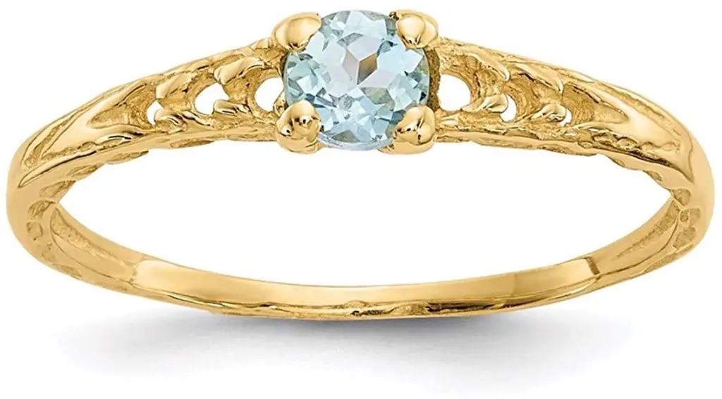 3mm Blue Aquamarine Birthstone Baby Band Ring