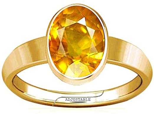 Divya Shakti 7.25-7.50 Carat Yellow Sapphire Pukhraj Gemstone Panchdhatu Adjustable Plain Design Ring