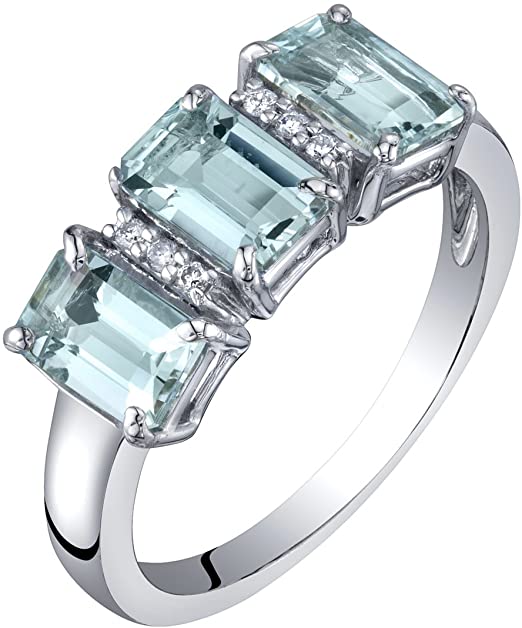 Gold Genuine Aquamarine Ring