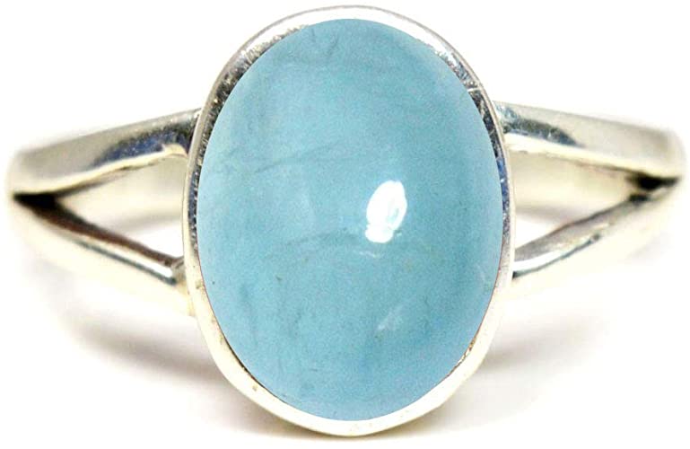 Jewelryonclick Natural 3 Carat Aquamarine Silver Cut Ring