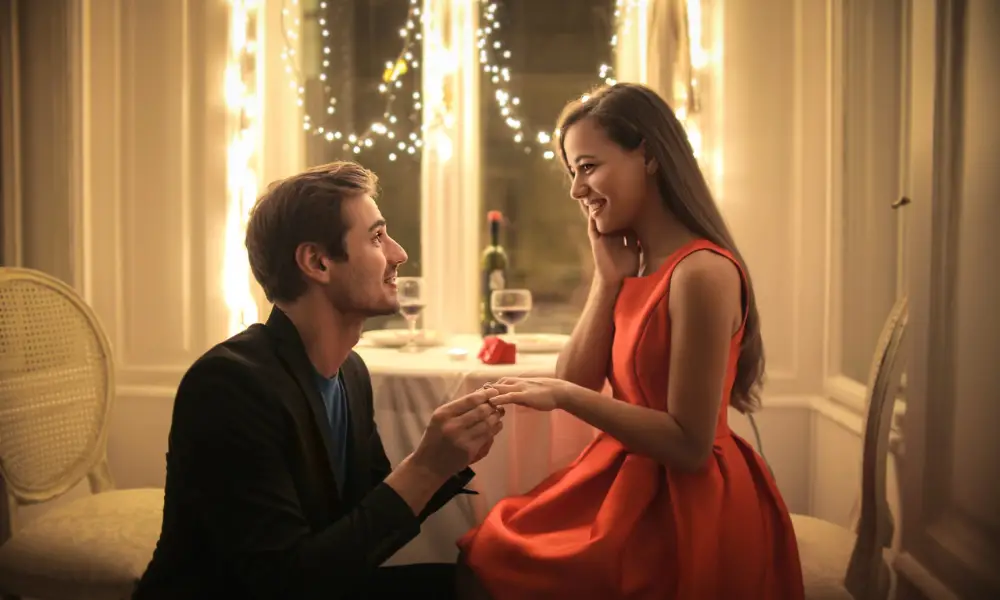 Propose with heart shaped ring