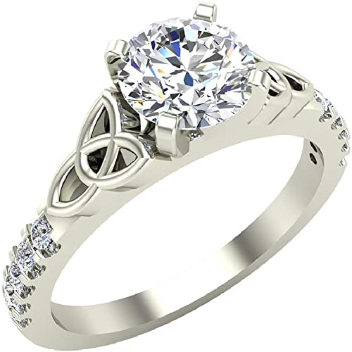0.90 ct tw Art Deco Trinity Knot Solitaire Wedding Ring 18K Gold (G,SI) - GIA Certificate