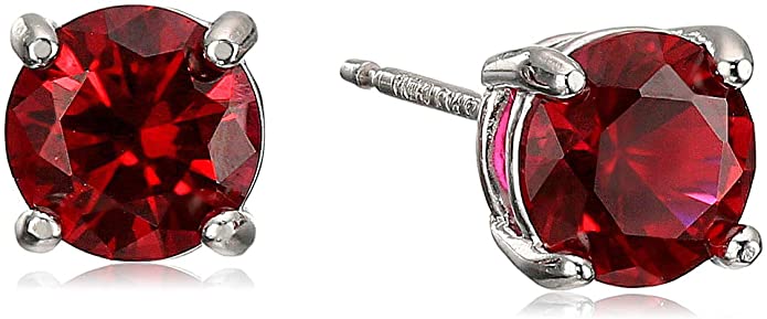 Amazon Essentials Sterling Silver Genuine or Created Round Cut Birthstone Stud Earrings