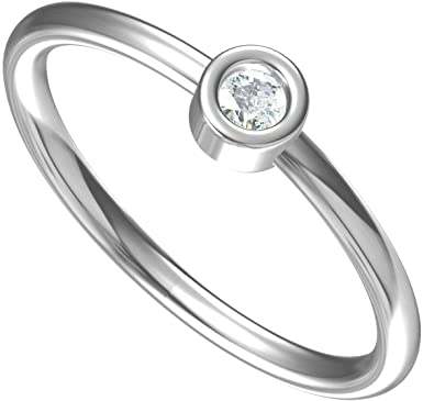 Certified Solitaire Natural Diamond Engagement Ring Promise Ring Bezel Set