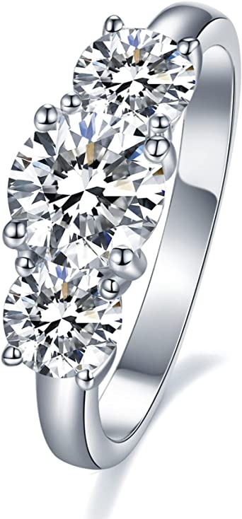 IMOLOVE Moissanite Engagement Ring,Moissanite Rings for Women Couples, 2CT Lab Created Simulated Round Diamond Engagement Rings-4