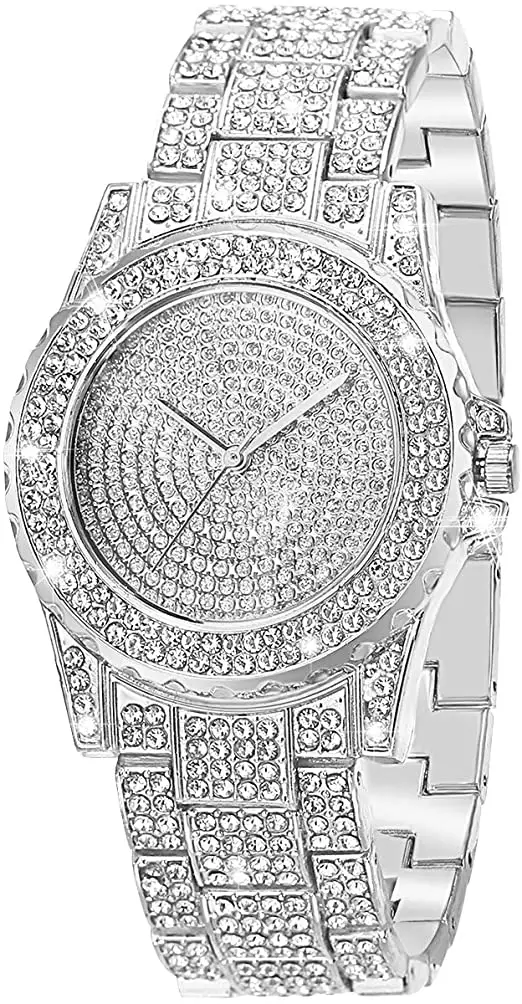 ManChDa Luxury Ladies Watch Iced Out Watch with Quartz Movement Crystal Rhinestone Diamond Watches for Women Stainless Steel Wristwatch Full Diamonds
