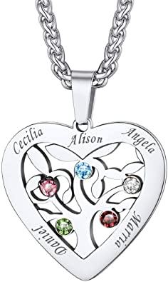 U7 Mother Necklace Personalized Engrave Name Jewelry